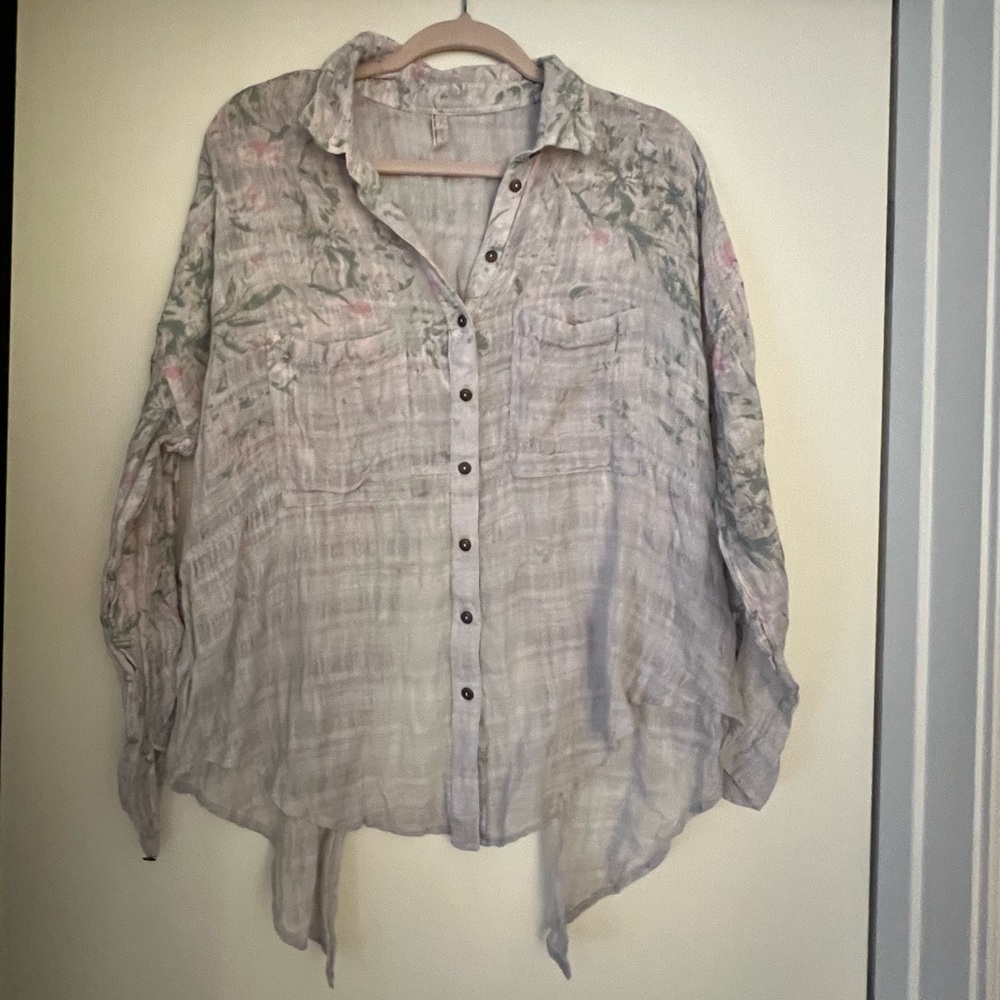 Free People Guaze Floral Blouse